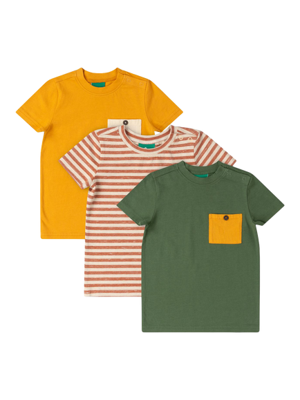 Little Green Radicals Baby Organic Cotton T-Shirts, Pack of 3, Multi, Multi