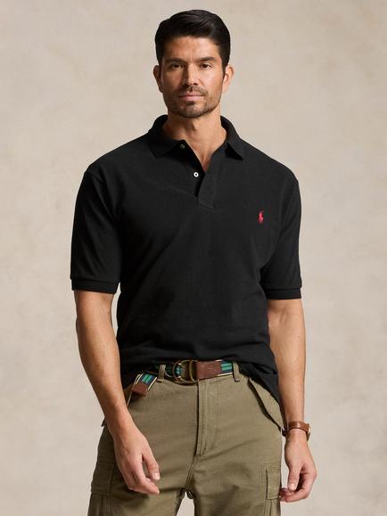 Polo Ralph Lauren Big & Tall Mesh Custom Slim Fit Polo Shirt, Polo Black, Polo Black/C3870
