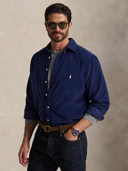 Polo Ralph Lauren Big & Tall Corduroy Shirt, Newport Navy/White, Newport Navy W White