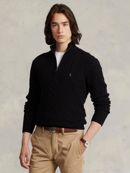 Polo Ralph Lauren Wool Rich Cable Knit Jumper, Polo Black, Polo Black