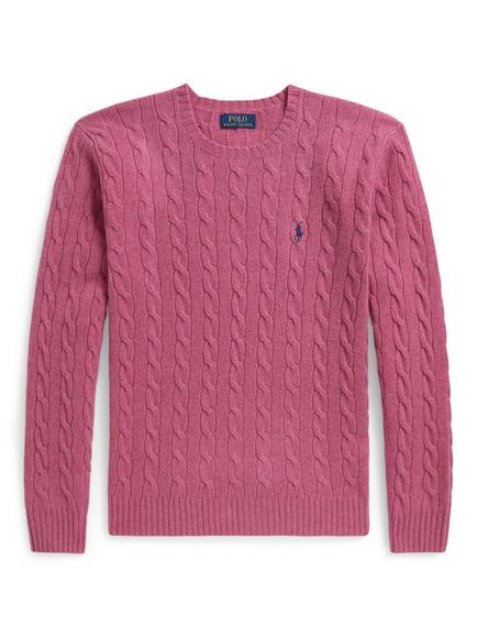 Polo Ralph Lauren Cable Knit Wool Rich Jumper, Thulian Pink Heather, Thulian Pink Heather