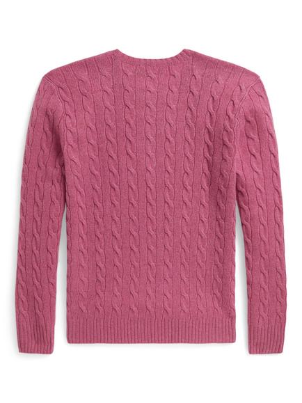 Polo Ralph Lauren Cable Knit Wool Rich Jumper, Thulian Pink Heather - view 2, Thulian Pink Heather