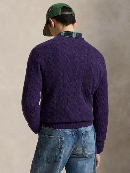 Polo Ralph Lauren Wool Rich Cable Knit Jumper, Firefish Purple Heat - view 2, Firefish Purple Heat
