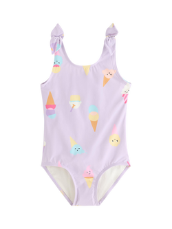 Lindex Kids' Ice Cream Print Swimsuit, Light Lilac, Light Lilac
