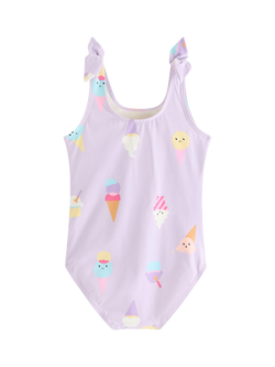 Lindex Kids' Ice Cream Print Swimsuit, Light Lilac - view 2, Light Lilac