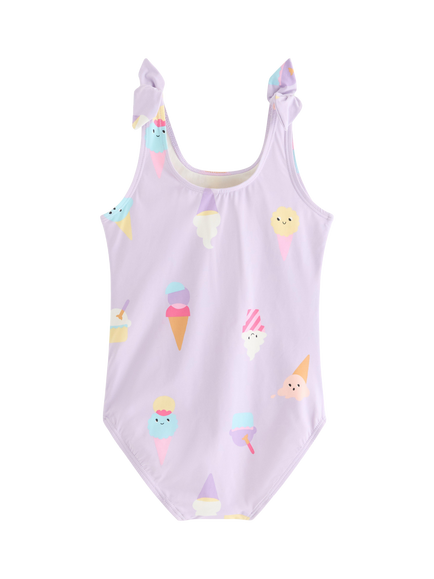 Lindex Kids' Ice Cream Print Swimsuit, Light Lilac - view 2, Light Lilac