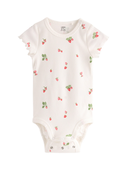 Lindex Baby Short Sleeve Ribbed Bodysuit, Light Dusty White, Light Dusty White