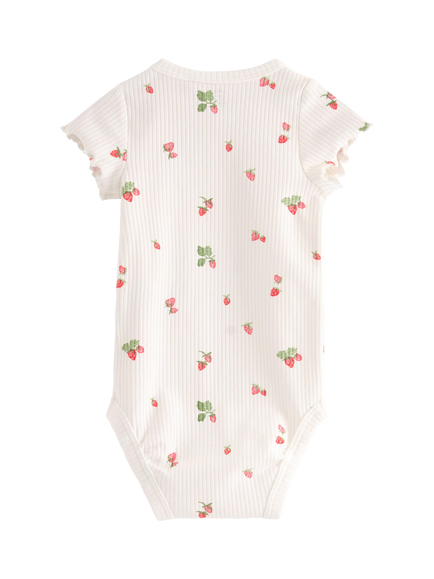 Lindex Baby Short Sleeve Ribbed Bodysuit, Light Dusty White - view 2, Light Dusty White