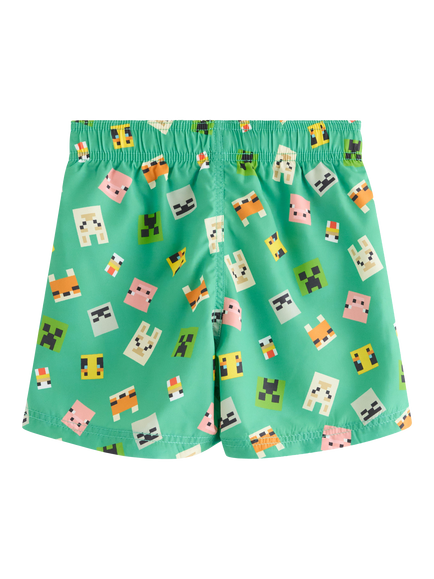 Lindex Kids' Pixel Print Drawstring Swim Shorts, Green - view 2, Green
