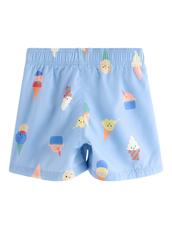 Lindex Kids' Ice Cream Print Drawstring Swim Shorts, Light Blue - view 2, Light Blue