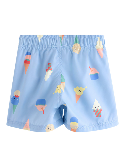 Lindex Kids' Ice Cream Print Drawstring Swim Shorts, Light Blue - view 2, Light Blue