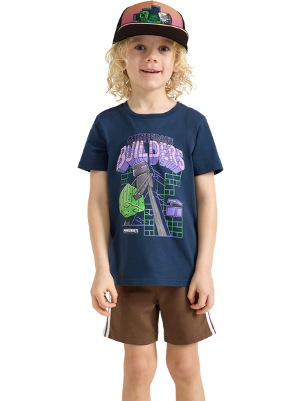 Lindex Kids' Short Sleeve Minecraft T-Shirt, Dark Blue, Dark Blue