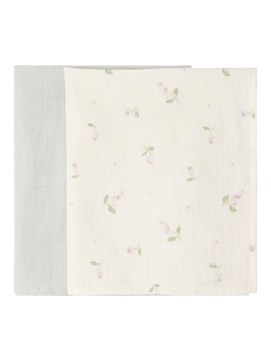 Lindex Baby Pure Cotton Muslin Set, Pack of 2, White, White
