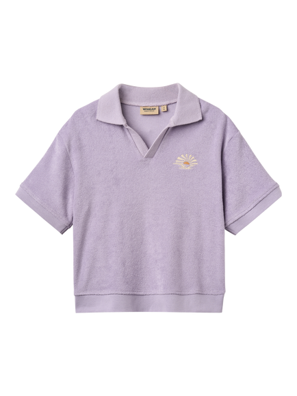 WHEAT Kids' Marlo Short Sleeve Polo Shirt, Purple, Purple