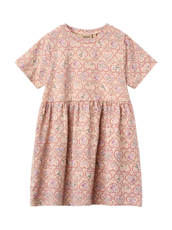 WHEAT Kids' Short Sleeve Printed Dress, Pink/Multi, Pink/Multi