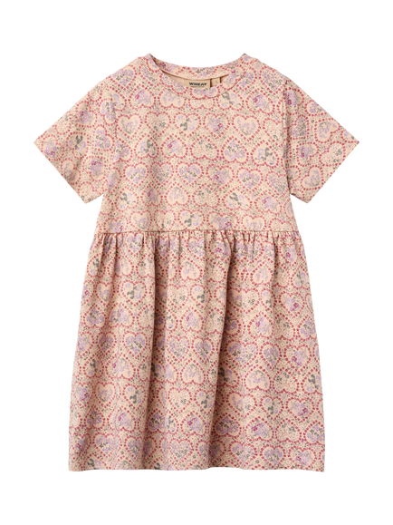 WHEAT Kids' Short Sleeve Printed Dress, Pink/Multi, Pink/Multi
