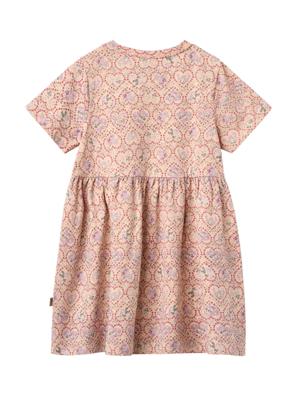 WHEAT Kids' Short Sleeve Printed Dress, Pink/Multi - view 2, Pink/Multi