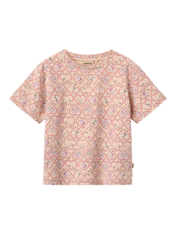 WHEAT Kids' Short Sleeve Printed T-Shirt, Pink/Multi, Pink/Multi