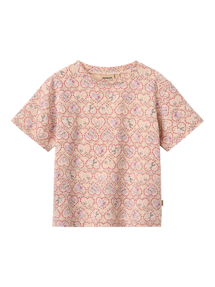 WHEAT Kids' Short Sleeve Printed T-Shirt, Pink/Multi, Pink/Multi