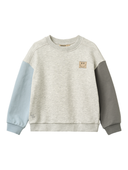 WHEAT Kids' Lennon Relaxed Colour Block Sweatshirt, Grey/Multi, Grey/Multi