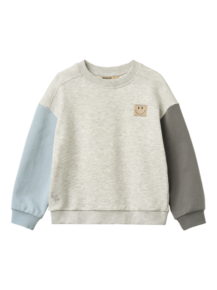 WHEAT Kids' Lennon Relaxed Colour Block Sweatshirt, Grey/Multi, Grey/Multi