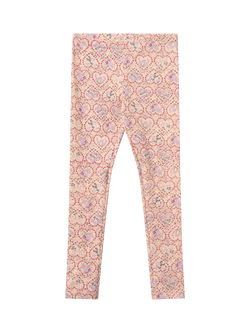 WHEAT Kids' Cotton Blend Heart Print Leggings, Pink/Multi, Pink/Multi
