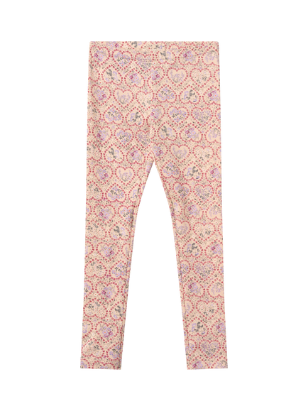 WHEAT Kids' Cotton Blend Heart Print Leggings, Pink/Multi, Pink/Multi