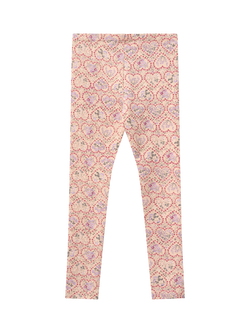 WHEAT Kids' Cotton Blend Heart Print Leggings, Pink/Multi - view 2, Pink/Multi