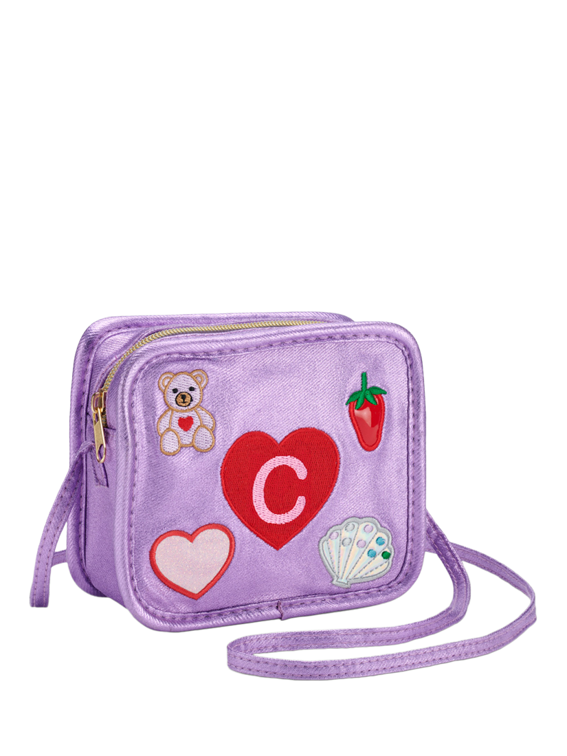 Stych Kids' Intial Teddy and Heart Crossbody Bag, Purple - C