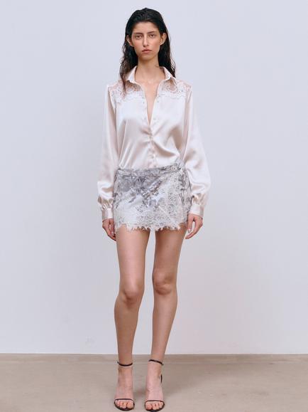 Ida Sjöstedt Gabrielle Lace Trim Satin Blouse, White