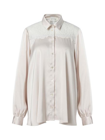 Ida Sjöstedt Gabrielle Lace Trim Satin Blouse - view 2, White