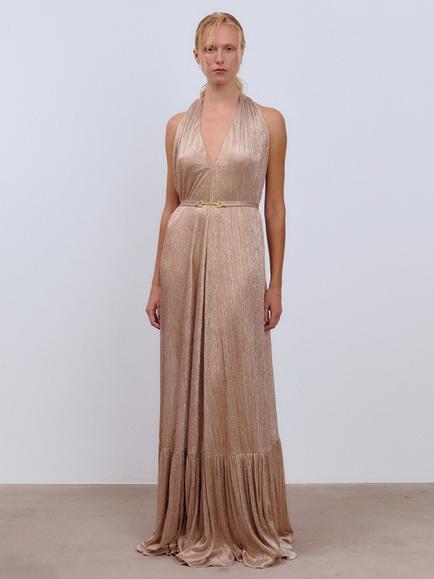 gold maxi dress uk Cressida Gold Sparkly Embellished Maxi Dress, S / Gold