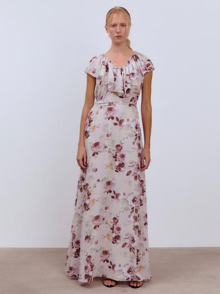 Ida Sjöstedt Jacqueline Floral Print V-Neck Maxi Dress, Pink/Multi, Pink/Multi