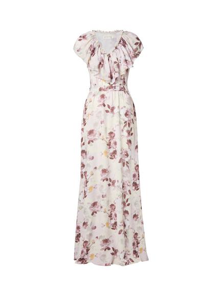 Ida Sjöstedt Jacqueline Floral Print V-Neck Maxi Dress, Pink/Multi - view 2, Pink/Multi