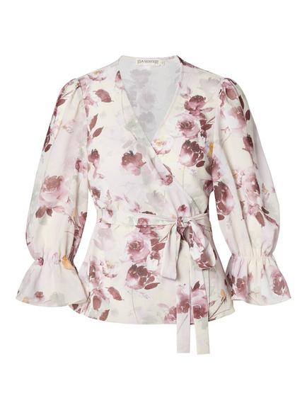 Ida Sjöstedt Mary-Beth Floral Print Wrap Blouse, Pink/Multi - view 2, Pink/Multi