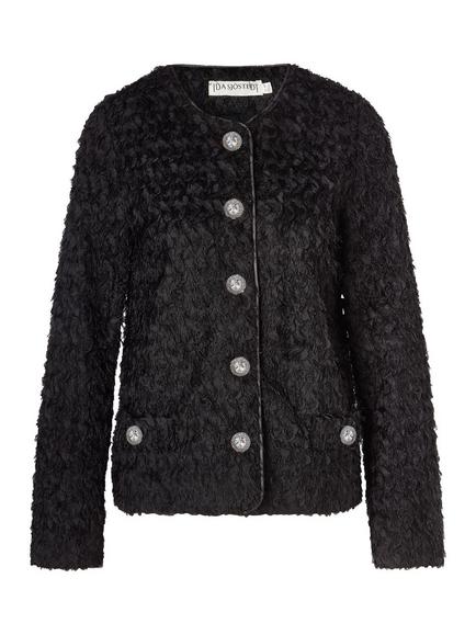 Ida Sjöstedt Rosie Boxy Fit Collarless Jacket, Black - view 2, Black