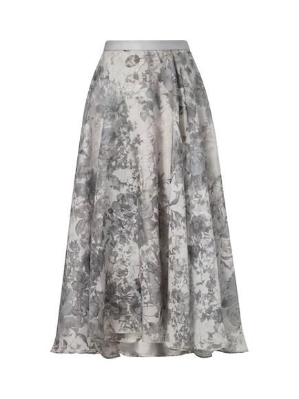 Ida Sjöstedt Gardenia Floral Print Organza Maxi Skirt, Grey - view 2, Grey