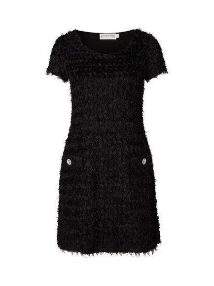 Ida Sjöstedt Annie Short Sleeve Boucle Mini Dress, Black - view 2, Black