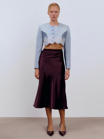 Ida Sjöstedt Cat Bias Cut Midi Skirt, Burgundy