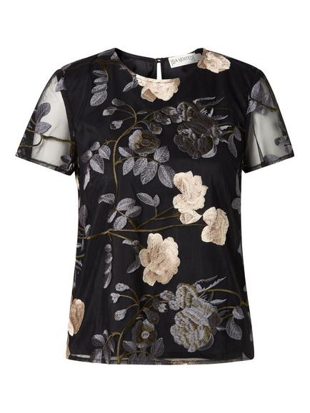 Ida Sjöstedt Lucy Embroidered Tulle Top, Grey Floral - view 2, Grey Floral