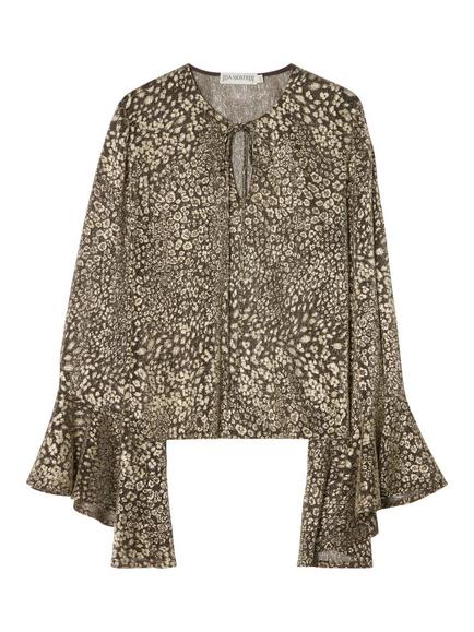 Ida Sjöstedt Jennifer Leopard Shimmer Blouse, Gold - view 2, Gold