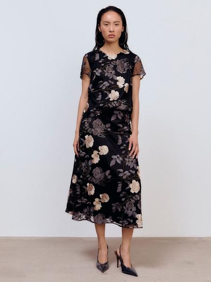 Ida Sjöstedt Raven Midi Skirt, Black/Grey, Black/Grey