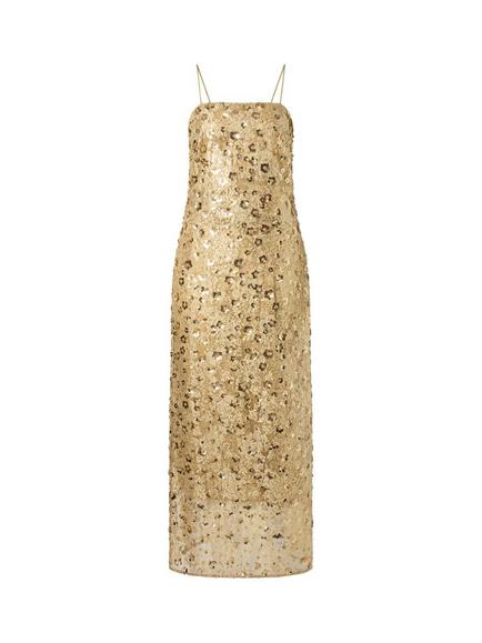 Ida Sjöstedt Vera Sequin Sleeveless Maxi Dress, Gold - view 2, Gold