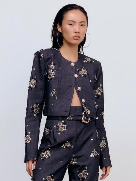 Ida Sjöstedt Faye Embellished Jacket, Dark Blue, Dark Blue