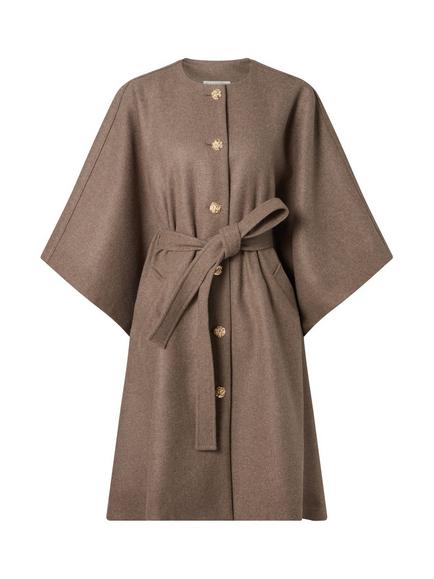 Ida Sjöstedt Hannah Wool Rich Cape Sleeve Belted Coat, Light Brown - view 2, Light Brown