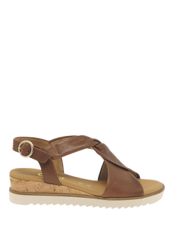 Gabor Rich Wide Fit Twist Leather Sandals, Camel, Camel