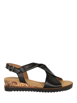 Gabor Rich Wide Fit Twist Leather Sandals, Black, Black