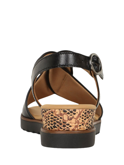 Gabor Rich Wide Fit Twist Leather Sandals, Black - view 2, Black