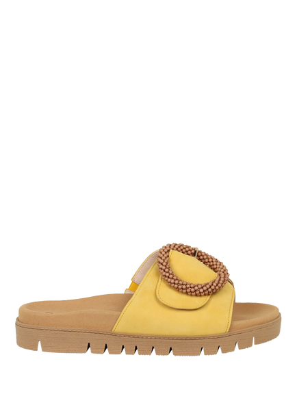 Gabor Everly Suede Buckle Detail Mule Sandals, Dark Sole