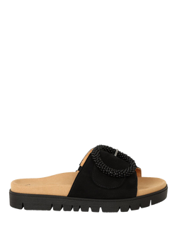 Gabor Everly Suede Buckle Detail Mule Sandals, Black